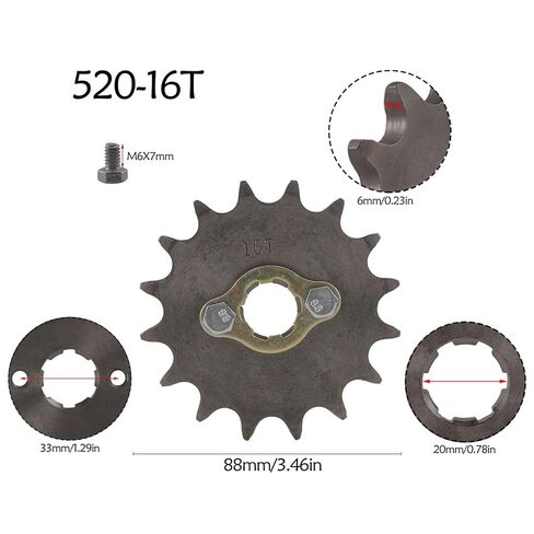 520 Style 16 Teeth 20mm ID Motorcycle Front Engine Sprocket Fit for 110cc 125cc 150cc 200cc 250cc Motorcycle Dirt Pit Bike Mini Bike ATV Quad Buggy Go Kart in Kuwait