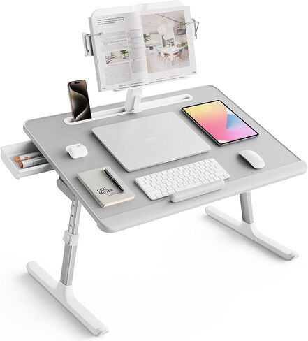 SAIJI Laptop Bed Tray Desk [Premium XXL Extra Large] with Upgraded Height Angle Adjustable Book Stand,Multi-Purpose Premium Lapdesk Foldable Laptop Desk for Bed with Storage Drawer(Black) in Saudi Arabia