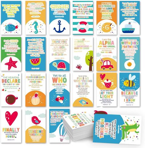 Affirmation Bible Verse Cards for Kids, 2"X3.5" Build Faith Scripture & Prayer Cards, 60pcs, Inspirational Christian Gifts, Encouragement, Bible Study Religious for Childrens in Kuwait