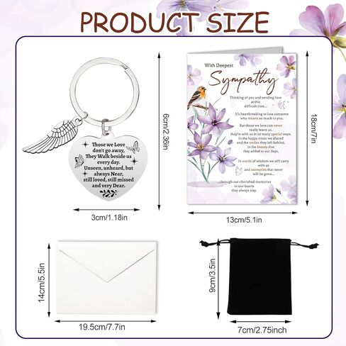 HOWAF Sympathy Card Greeting Cards, Sympathy Cards Thinking of You Cards, Sympathy Gifts, Bereavement Gifts, in Memory of Loved One Gifts, Condolences Card with Memorial Keyring for Memorial Gift in Saudi Arabia