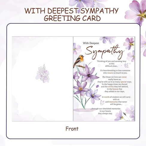 HOWAF Sympathy Card Greeting Cards, Sympathy Cards Thinking of You Cards, Sympathy Gifts, Bereavement Gifts, in Memory of Loved One Gifts, Condolences Card with Memorial Keyring for Memorial Gift in Saudi Arabia