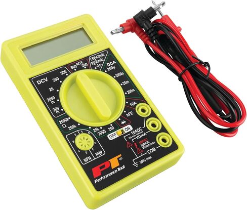 Performance Tool W2974 Digital Multimeter Tester 2000 Counts with AC DC Voltmeter and Ohm Volt Amp Meter, Measures Voltage, DC Current Measurement, Automatic Zero Adjust, 9V Battery Included in Kuwait