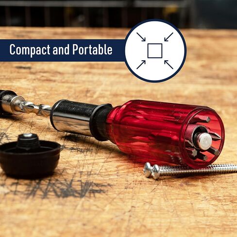 Kings County Tools Yankee Style Screwdriver | 7 Double-Sided Bits Included | Rotating Barrel with Hex Chuck | 3-Position Selector - Locked, Spiral-In and Spiral-Out | Easy on Hands in Kuwait
