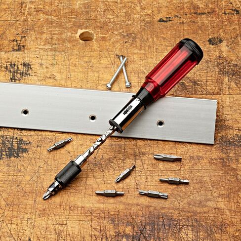 Kings County Tools Yankee Style Screwdriver | 7 Double-Sided Bits Included | Rotating Barrel with Hex Chuck | 3-Position Selector - Locked, Spiral-In and Spiral-Out | Easy on Hands in Kuwait