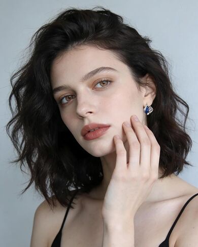 Sterling Silver Hoop Earrings for Women with Blue Enameled Twist Earrings Hypoallergenic Silver Hoops in Kuwait