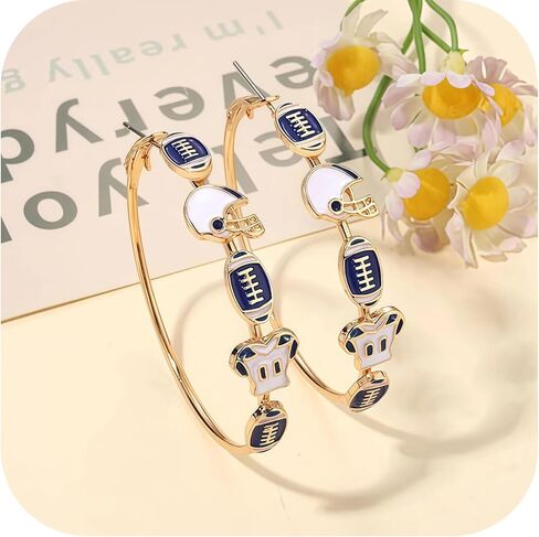 Football Earrings for Women, Statement Earrings for Football Party & Game Day | Red and Black Hoop Earrings, Perfect Football Mom Gifts, Team Mom, Super Sports Jewelry in Saudi Arabia