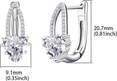 925 فضة القلب هوب أقراط مكعب زركونيا حساسة الأذن كليب هيبوالرجينيك هوب هوجي أقراط للنساء صديقة زوجة عيد ميلاد in Kuwait