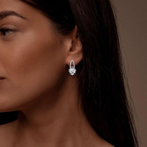 925 فضة القلب هوب أقراط مكعب زركونيا حساسة الأذن كليب هيبوالرجينيك هوب هوجي أقراط للنساء صديقة زوجة عيد ميلاد in Kuwait