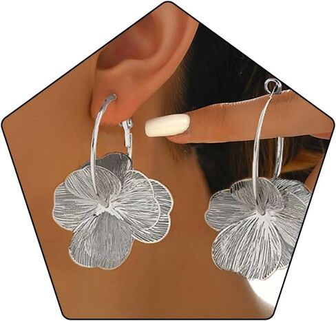 Gold Flower Earrings for Women Boho Orchid Earrings Floral Hoop Petal Earring Prom Wedding Jewelry in Kuwait