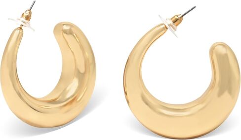 Chunky Gold Plated Hoop Earrings for Women – Lightweight Bold Open Circle Hoops with Hypoallergenic Posts – Modern Minimalist Statement Jewelry for Everyday or Party Wear in Kuwait