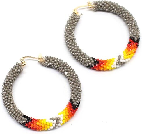 Handmade Beaded Small 2 inch Hoop Round Earrings Liverback for Women All Season in Kuwait