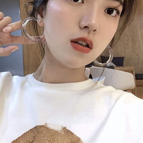 50mm Transparent Acrylic Hoop Earrings in Kuwait