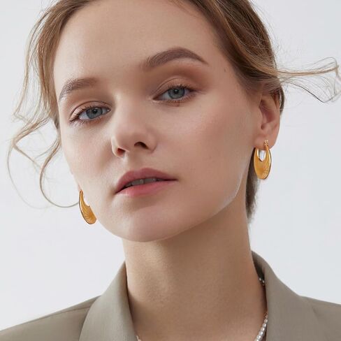 3 Pairs 18K Gold Plated Hoop Earrings Set for Women Hypoallergenic Chunky Trendy Gold Earrings for Women Jewelry in Saudi Arabia