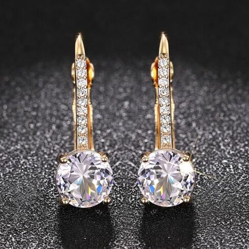 Elegant Sparkling Zirconia Hoop Earrings for Women Wedding Engagement Temperament Jewelry in Saudi Arabia