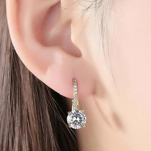 Elegant Sparkling Zirconia Hoop Earrings for Women Wedding Engagement Temperament Jewelry in Saudi Arabia