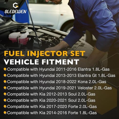 35310-2E000 Fuel Injector Set of 6 Compatible with Hyundai Elantra Kona Veloster 2011-2022 Kia Soul Forte 2012-2021 1.8L & 2.0L 12 Holes Replace# 842-12375 FJ1182 in Saudi Arabia