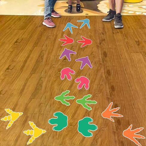4-Hilif-r Dinosaur Footprint Sensory Path Sticker for Kids – 8 Pair Colorful Dino Decor Floor Decal,Removable Classroom Hallway Activity Stickers,Baby Nursery Bedroom Home,Dinosaur Birthday Decoration in Saudi Arabia