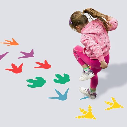 4-Hilif-r Dinosaur Footprint Sensory Path Sticker for Kids – 8 Pair Colorful Dino Decor Floor Decal,Removable Classroom Hallway Activity Stickers,Baby Nursery Bedroom Home,Dinosaur Birthday Decoration in Saudi Arabia