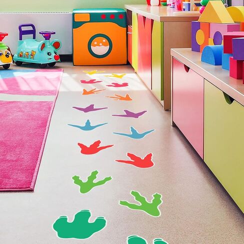 4-Hilif-r Dinosaur Footprint Sensory Path Sticker for Kids – 8 Pair Colorful Dino Decor Floor Decal,Removable Classroom Hallway Activity Stickers,Baby Nursery Bedroom Home,Dinosaur Birthday Decoration in Saudi Arabia