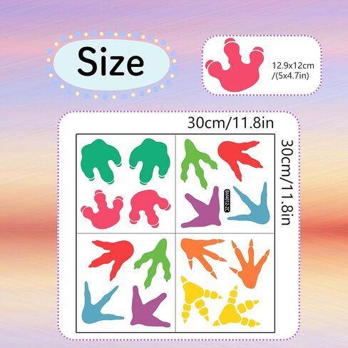 4-Hilif-r Dinosaur Footprint Sensory Path Sticker for Kids – 8 Pair Colorful Dino Decor Floor Decal,Removable Classroom Hallway Activity Stickers,Baby Nursery Bedroom Home,Dinosaur Birthday Decoration in Saudi Arabia