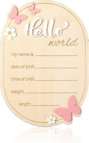 لافتة خشبية لإعلان ولادة الطفل، لافتة اسم Hello World لحديثي الولادة، لوحة ترحيب بوصول الطفل ديزي وفراشة لهدايا تزيين المنزل في حضانة المستشفى، الأولاد والبنات، دعامة للصور in Kuwait