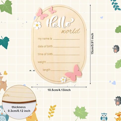 لافتة خشبية لإعلان ولادة الطفل، لافتة اسم Hello World لحديثي الولادة، لوحة ترحيب بوصول الطفل ديزي وفراشة لهدايا تزيين المنزل في حضانة المستشفى، الأولاد والبنات، دعامة للصور in Kuwait