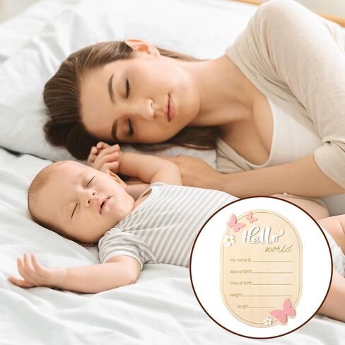 لافتة خشبية لإعلان ولادة الطفل، لافتة اسم Hello World لحديثي الولادة، لوحة ترحيب بوصول الطفل ديزي وفراشة لهدايا تزيين المنزل في حضانة المستشفى، الأولاد والبنات، دعامة للصور in Kuwait