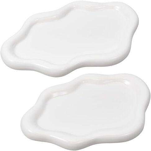 2 Pcs 2 Sizes Cloud Trinket Dish, Ceramic White Jewelry Tray Trinket Dish Decorative Cloud Vanity Ring Holder Dish Cute Jewelry Plate Bowl Room Decor Aesthetic for Women in Saudi Arabia