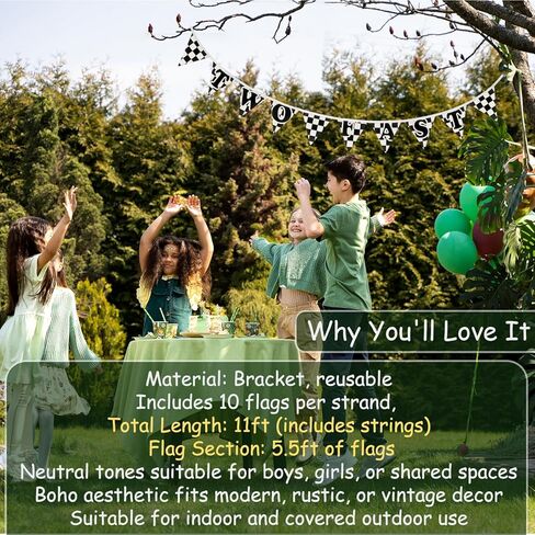 Two Fast Birthday Decorations, 2nd Birthday Decoration for Boys, Race Car Party Supplies for 2 Year Old Garland Triangle Banners,Black and White Checkered Linen Type Flags 11Ft Bunting Flags in Kuwait