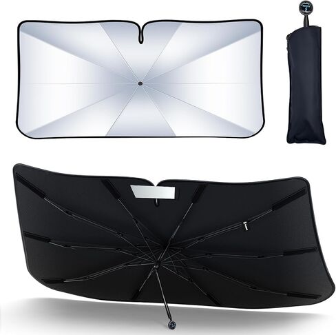 [2025 Upgrade] FLORICH Windshield Sunshade Umbrella Foldable Car Windshield Sun Shade Cover, [Nano-Ice-Crystal Coatings] Protect Interior from from UV Keep Car Cooler Medium(57" L x 32" W) in Kuwait