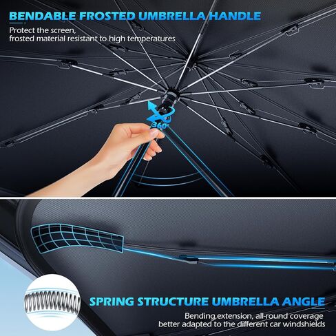 [2025 Upgrade] FLORICH Windshield Sunshade Umbrella Foldable Car Windshield Sun Shade Cover, [Nano-Ice-Crystal Coatings] Protect Interior from from UV Keep Car Cooler Medium(57" L x 32" W) in Kuwait