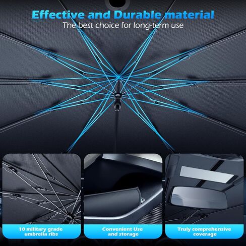 [2025 Upgrade] FLORICH Windshield Sunshade Umbrella Foldable Car Windshield Sun Shade Cover, [Nano-Ice-Crystal Coatings] Protect Interior from from UV Keep Car Cooler Medium(57" L x 32" W) in Kuwait