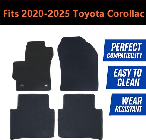 FZJDSD أسود 4 قطع سجادات أرضية أمامية وخلفية سجاد قطيفة بديلة متوافقة مع Toyota Corolla 2020 2021 2022 2023 2024 2025 in Saudi Arabia