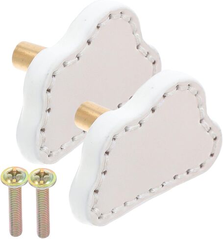 Cloud Shape Brass Drawer Pull Handles for ’s Wardrobe Nursery Dresser, Single Hole White Leather Cabinet Knobs, 2pcs Set in Kuwait