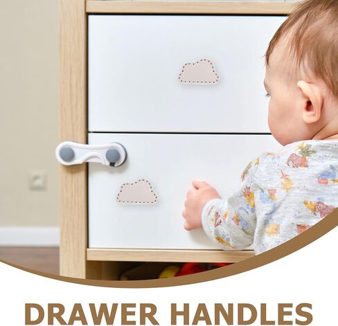 Cloud Shape Brass Drawer Pull Handles for ’s Wardrobe Nursery Dresser, Single Hole White Leather Cabinet Knobs, 2pcs Set in Kuwait