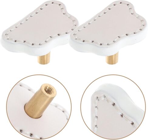 Cloud Shape Brass Drawer Pull Handles for ’s Wardrobe Nursery Dresser, Single Hole White Leather Cabinet Knobs, 2pcs Set in Kuwait