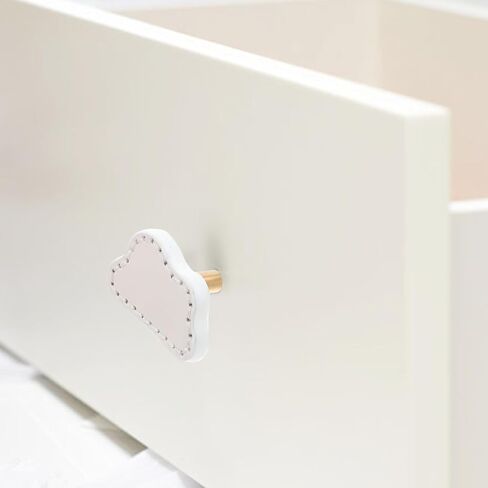 2pcs Cloud Shaped Single Hole Drawer Handles Brass Furniture Pulls with White Leather for ’s Room Wardrobe and Nursery Dresser Hardware Accessories in Kuwait