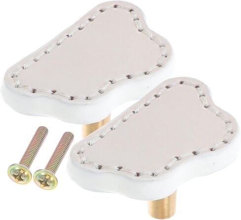 BESPORTBLE 2pcs Cloud Shaped Brass Wardrobe Door Handles with Thickened White Leather Pulls, Room Furniture Drawer Pulls for Cabinet and Dresser Hardware in Saudi Arabia