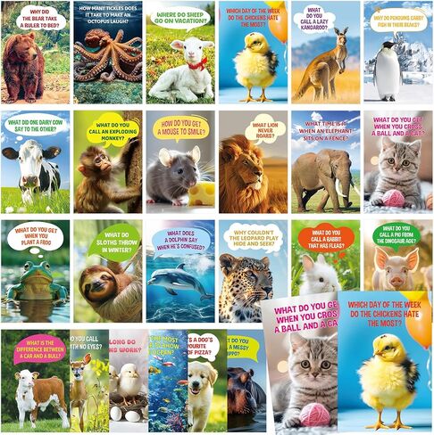 Treasure Cove Funny Animal Joke Cards No Repeats Humorous Animal Greeting Card Thinking of You Notecards with Envelopes Stickers for Kids Students Teacher Classroom Activities Party Supplies 24 Pcs in Kuwait