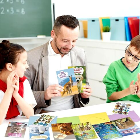 Treasure Cove Funny Animal Joke Cards No Repeats Humorous Animal Greeting Card Thinking of You Notecards with Envelopes Stickers for Kids Students Teacher Classroom Activities Party Supplies 24 Pcs in Kuwait