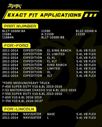 Oktiger V8 V10 Upgraded Alternator for Ford Expedition 2011-2014 5.4L, F450 F-550 Super Duty 2013-2016 6.8L, F650 F750 F-53, for Lincoln Navigator, 12V 175A CW 6-Groove Clutch Pulley, OE BL1T-10300-BA in Kuwait