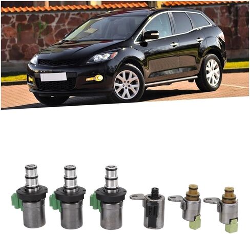 6Pcs/Set Transmission Shift Solenoid Kits Compatible for Mazda 2 3 5 6 CX-7 MPV for Mazda All 4F27-E 4 Speed Automatic Models in Kuwait