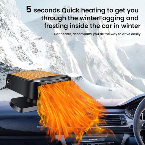 Car Heater,12V 200W Portable Car Heater Defroster Fans, 2 in 1 Heating & Cooling Fast Heating Defrost Defogger with Plug in Cigarette Lighter for Car, SUV, Jeeps, Trucks in Kuwait
