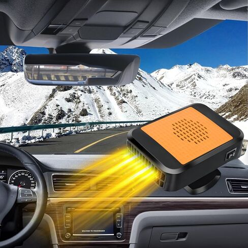 Car Heater,12V 200W Portable Car Heater Defroster Fans, 2 in 1 Heating & Cooling Fast Heating Defrost Defogger with Plug in Cigarette Lighter for Car, SUV, Jeeps, Trucks in Kuwait