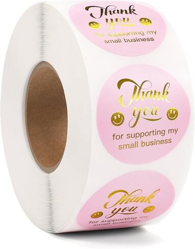1000 PCS Thank You Stickers for Small Business, 1.5 Inch, Pink and Rose Gold, Smiling Design Stickers, Envelope Seals for Packaging, Gift Bags, Boxes in Saudi Arabia