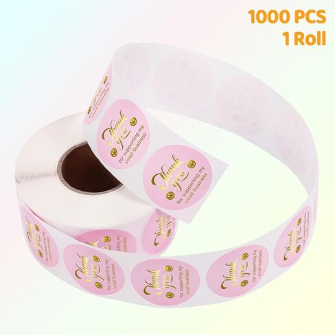 1000 PCS Thank You Stickers for Small Business, 1.5 Inch, Pink and Rose Gold, Smiling Design Stickers, Envelope Seals for Packaging, Gift Bags, Boxes in Saudi Arabia