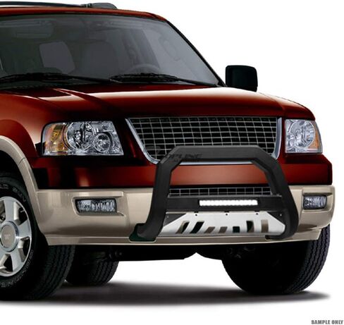 7422443698614 Compatible with 2010-2018 Jeep Wrangler JK Matte Black AVT Style Aluminum LED Light Bull Bar Guard with Stainless Skid Plate in Kuwait