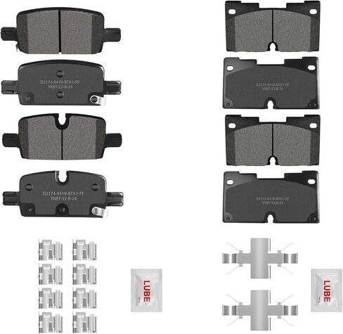 Front and Rear Ceramic Brake Pads Set with Hardware For 2020-2022 Chevrolet Silverado 1500, Tahoe, 2019-2022 Gmc Sierra 1500, 2022-2023 Yukon in Kuwait