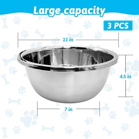 3 PCS Large Dog Water Bowls,1.3 Gallons Deep Dog Food Water Bowl Large Capacity Stackable Pet Feeding Bowls No Spill for Large and X-Large Dogs Cats Indoor Outdoor in Kuwait
