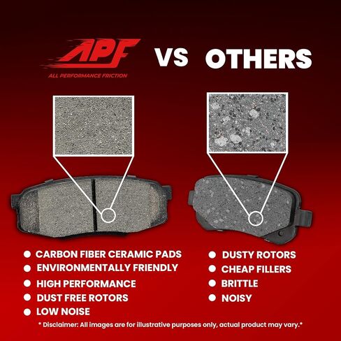 APF All Performance Friction Rear Pads Compatible for 2014-2019 Kia Forte Ceramic Carbon Fiber Brakes | OEM Fitment | Low Noise | Dust Free | 10YR WTY | 4 Rear Brake Pads in Kuwait